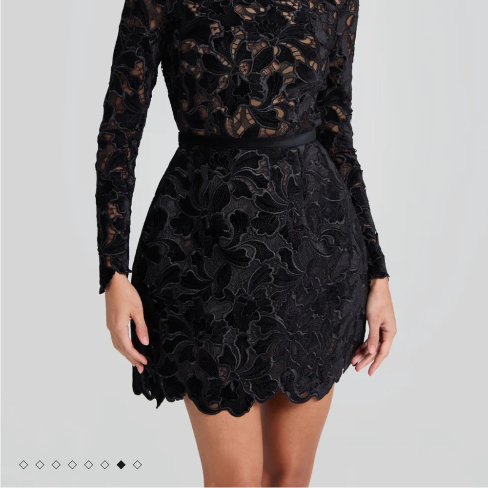 NADINE MERABI Black Floral Lace Dress